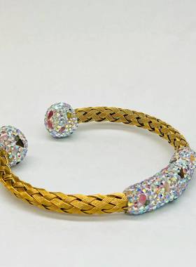 外贸欧美潮钢绕泥镶手镯手环手工镶嵌杰克砖飒爽英风厂家直供