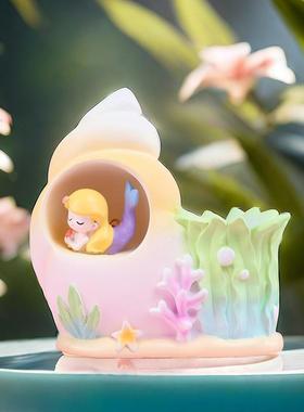 女生卧室精致摆件美人鱼笔筒灯文具化妆刷收纳桌面装饰品厂家直销