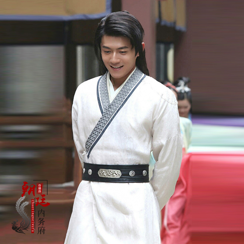 影视古装男侠客服剑客仙侠武侠同款棉麻小袖子男汉服演出服COS服 - 图2