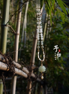 不染莲花小竹节锁骨链汉服配饰璎珞