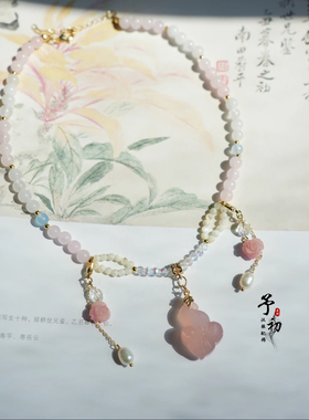 予初【粉如意】玫瑰锁骨链原创百搭少女锁骨链吊坠可爱项链