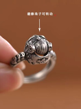 黄铜可转动貔貅开口戒指