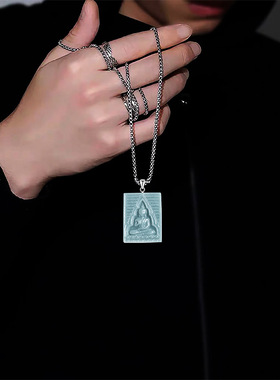 天然A货翡翠蓝水龙婆术白榄佛牌东南亚泰国佛像玉石吊坠男女挂件