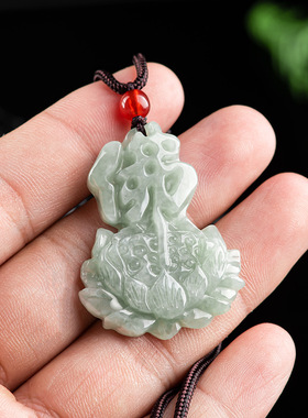 天然正品A货翡翠佛牌莲花吊坠冰种荷花玉石挂件花件男女款玉器
