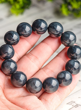 正品天然和田玉墨玉保真圆珠玉石手串珠子手链时尚高档男女款手饰