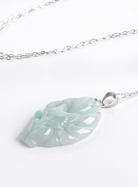 天然正品A货翡翠浅绿九尾狐吊坠S925银狐仙项链糯种玉石挂件女款