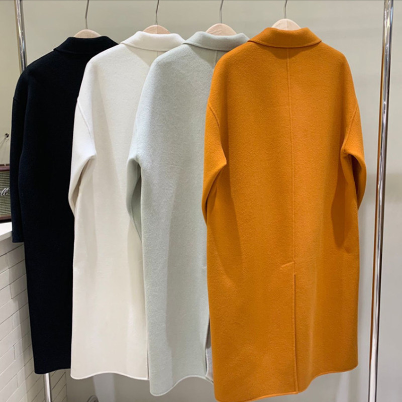 2021秋冬新款双面韩版宽松羊毛大衣 索梵拉毛呢外套