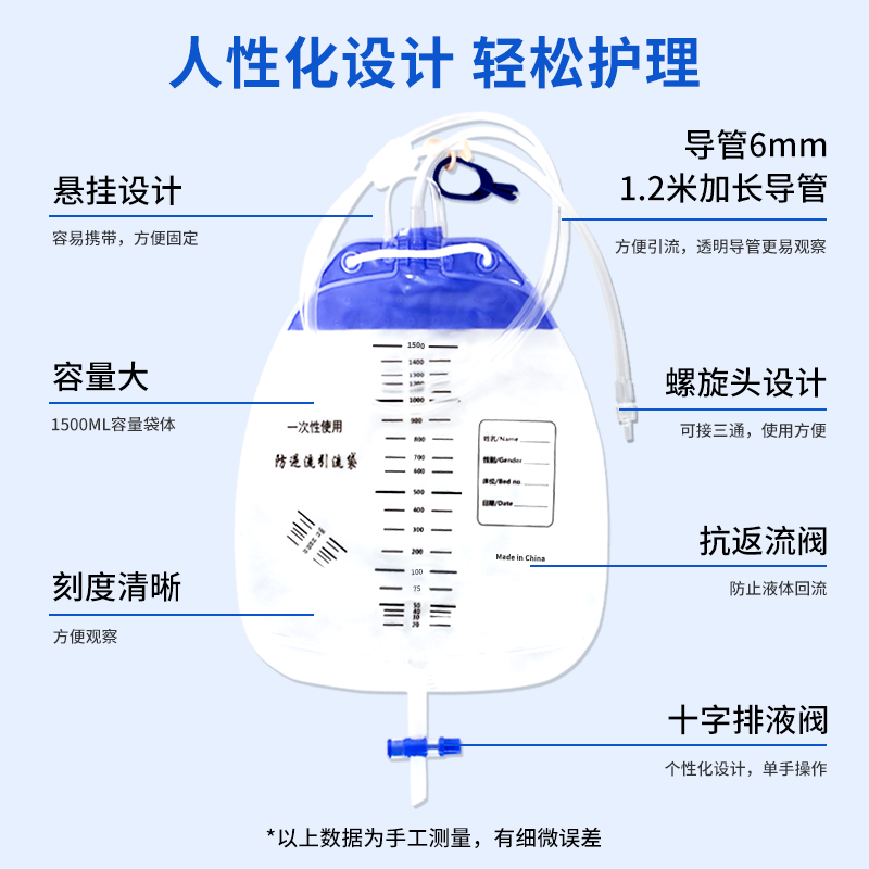 医用一次性引流袋胆汁腹腔穿刺防逆流螺旋接口男女老导尿袋1500ml - 图0