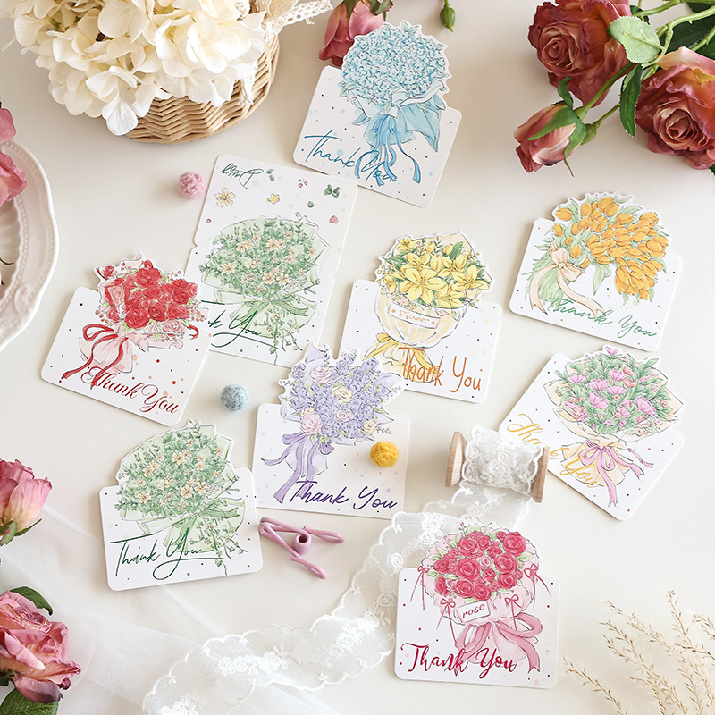 Mother's Day greeting card handwritten three-dimensional high-end postcard flowers blank card ins style birthday thank you woman lover teacher gratitude blessing message flower shop baking wholesale Christmas New Year