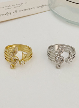 其他女生合金气质音符戒指指环