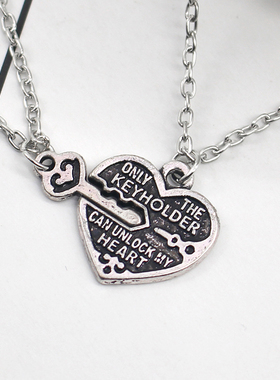 日韩复古做旧钥匙锁拼接项链饰品