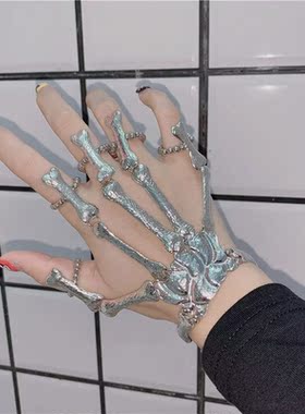 男女学生合金手镯指环二合一朋克