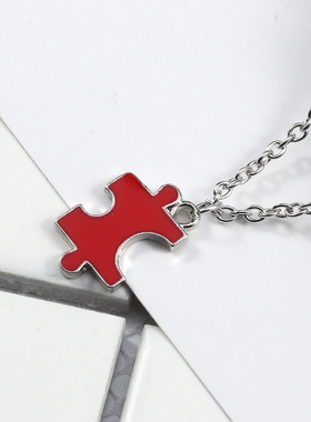 饰品十字链女生彩色四人板块项链