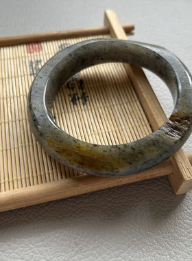 【岁月从容】籽料手镯 新疆和田青花籽玉带原皮手镯 带真皮真毛孔