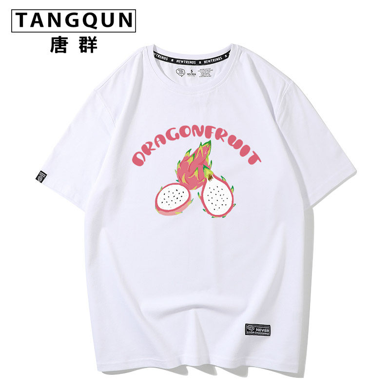 夏季小清新水果火龙果山竹图案t恤 唐群T恤
