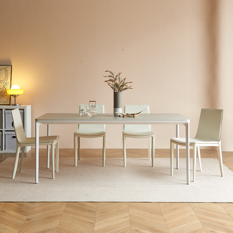 奶油风德利丰岩板餐桌进口拉米娜意式极简长方形奶油风餐桌椅组合,淘宝优惠券,粉丝福利购,淘宝优惠卷