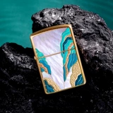 Sansui, оригинальная зажигалка, эмаль, инкрустация камня, подарочная коробка