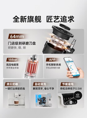 JETINNO/技诺 JL05B全自动咖啡机家用意式小型奶咖研磨一体