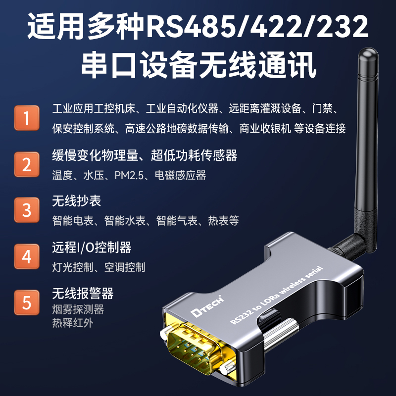 帝特usb转lora收发器rs232/485/422无线数传电台串口433通信模块 - 图0