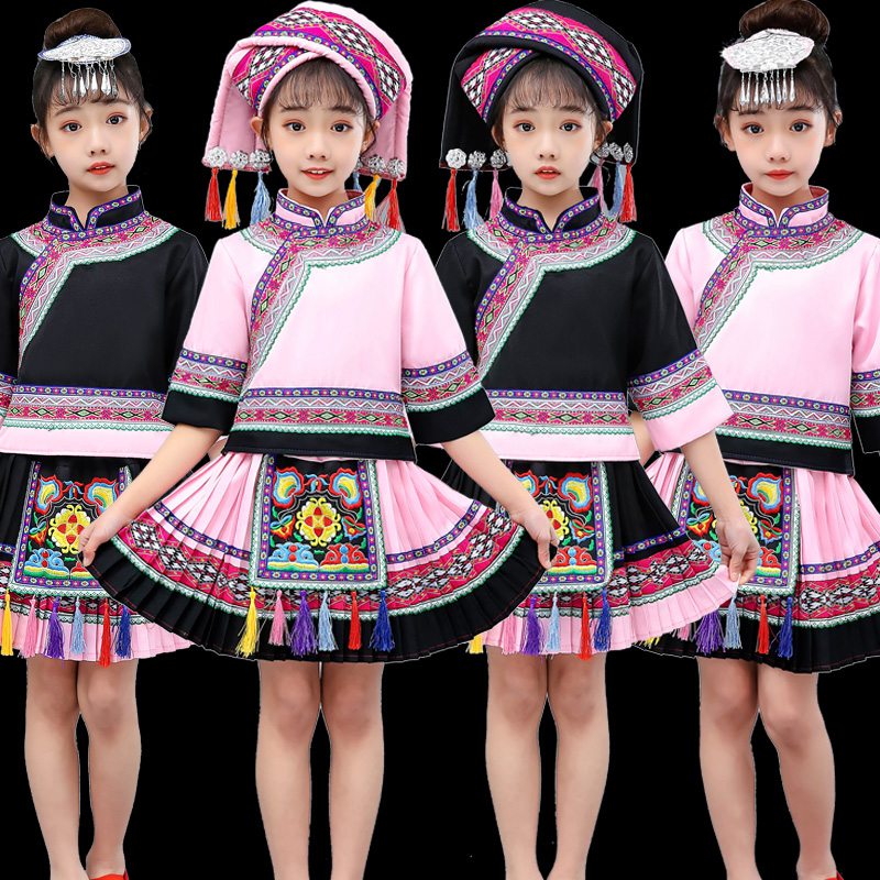 劲以旗舰店儿童苗族演出服彝族壮族土家族男女童服装少数民族表演服苗族服装3