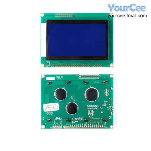 LCD 12864 蓝屏白字/黄绿屏黑字 5V 背光 中文字库 LCD液晶屏模块 - 图1