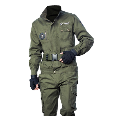 春秋电焊纯棉工作服套装男汽修耐磨耐烫迷彩服户外劳保服牛仔工装 虎窝淘
