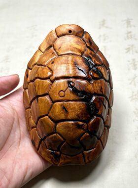 雷击枣木富甲天下文玩手把件挂件深色老料富甲一方乌龟壳文创龟甲
