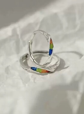 wlw彩虹戒指时尚精致穿搭彩虹暗号le同彩虹月光石戒指轻奢小众la