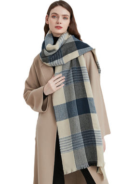 New Fashion Soft Thick Blue Plaid Scarf Female Student Style