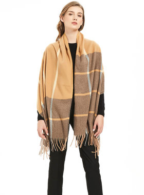 2024 Women Fashion Scarf With Thorn Hair Fringed Large Plaid