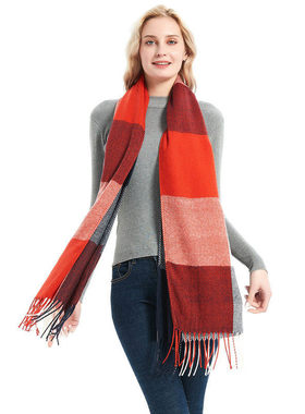New British Male And Female Couples Tassel Scarf Large Plaid