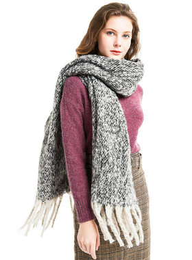 Fashion Circle Thick Tassel With Flower Color Matching Scarf