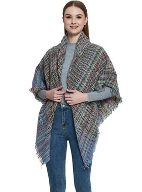 New Fashion INS Shawl Loop Yarn Bristle Plaid Square Scarf