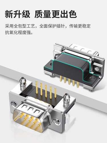 炬信DB9弯脚焊板母座公座DR9串口电路板插座DP9针9P焊板接头90度 - 图0
