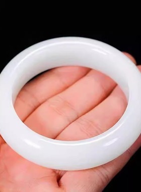 【手镯带证书】新疆白玉手镯少女款旺夫玉镯子天然玉石