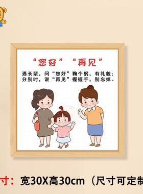 幼儿园文明行为礼仪主题墙环创布置装饰楼道走廊礼貌用语防水墙贴