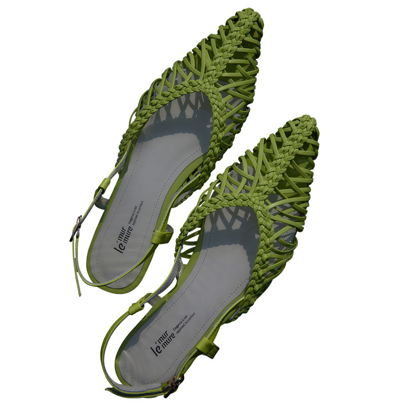 Le' Murmure 简雅之风设计师纯手工编织真皮尖头舒适凉鞋女夏新款,淘宝优惠券,粉丝福利购,淘宝优惠卷