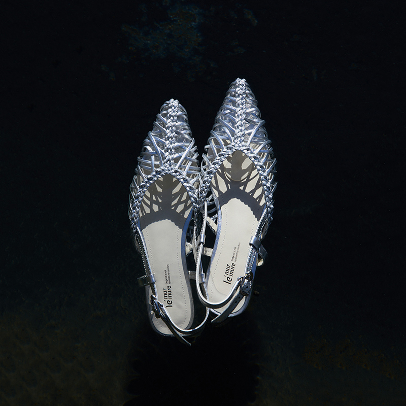 Le' Murmure 简雅之风设计师纯手工编织真皮尖头舒适凉鞋女夏新款,淘宝优惠券,粉丝福利购,淘宝优惠卷