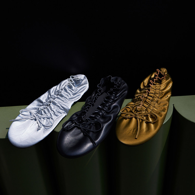 Le' Murmure “Balletcore 蛋卷鞋” 芭蕾美学风 经典重皱平底鞋,淘宝优惠券,粉丝福利购,淘宝优惠卷