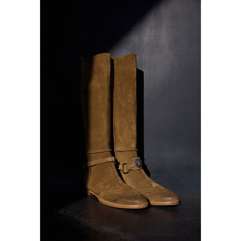 Le' Murmure 罗马学院风 徽章圆扣 浮雕艺术丝光牛反绒 骑士马靴,淘宝优惠券,粉丝福利购,淘宝优惠卷