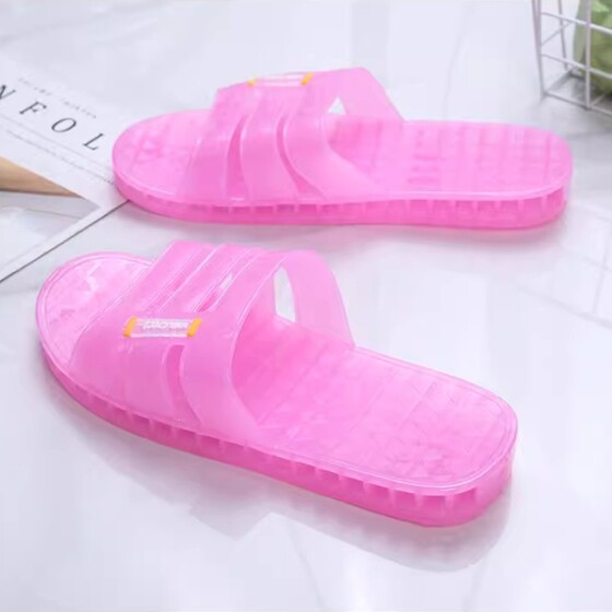 Crystal transparent flip-flops for home anti-slip soft bottom retro