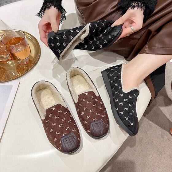 Doudou shoes women's winter plush cotton shoes mother's shoes middle-aged and elderly soft sole comfortable one-leg old Beijing cloth shoes