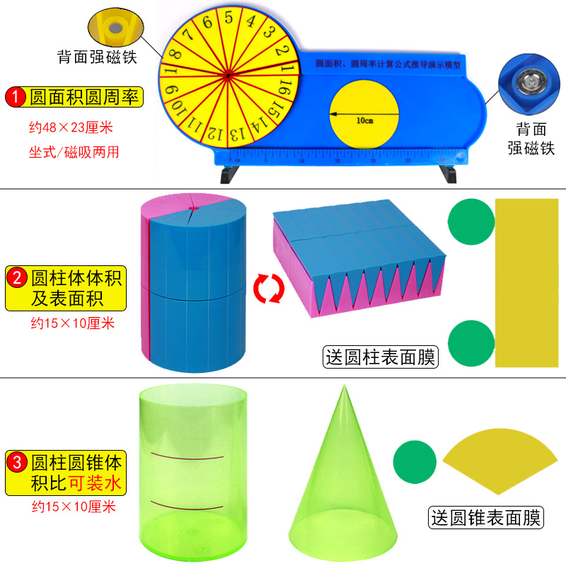 圆柱和圆锥体体积推导教具学具体积比6六年级圆柱体体积表面积演示器展开面积计算公式小学生用数学教学模型 - 图2