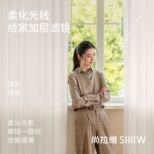 【尚拉维】幻影纱纱帘透光不透人客厅卧室阳台飘窗现代窗纱帘原版 - 图2