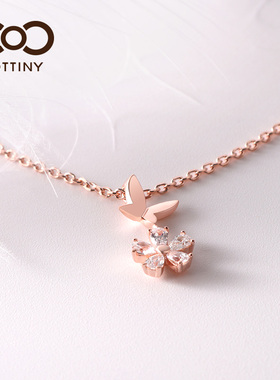 蝴蝶银项链cottiny纯银原创设计