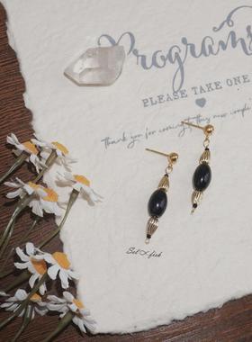 黑尖晶石套装项链手链戒指