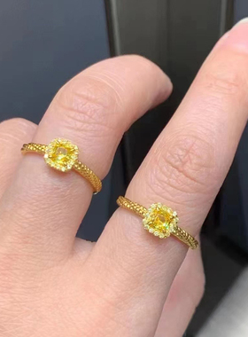 黄金小方糖戒指送女友礼物