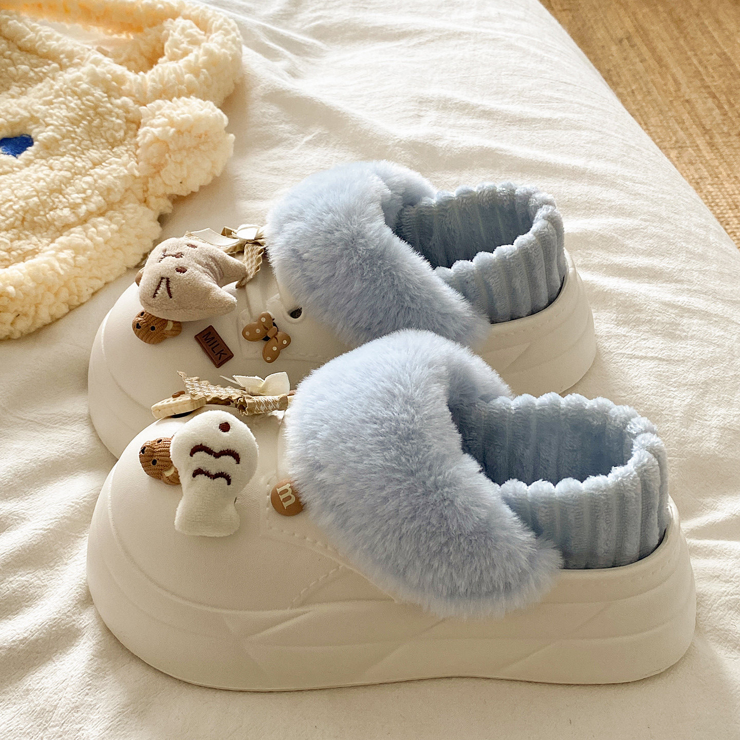 防水棉拖鞋女冬季可爱猫鱼室内外穿保暖加绒防滑厚底包跟月子棉鞋,淘宝优惠券,粉丝福利购,淘宝优惠卷