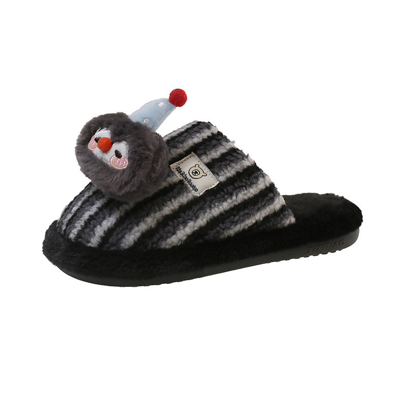 条纹毛毛拖鞋女冬季外穿加绒保暖居家防滑可爱企鹅小鱼包头棉拖鞋,淘宝优惠券,粉丝福利购,淘宝优惠卷