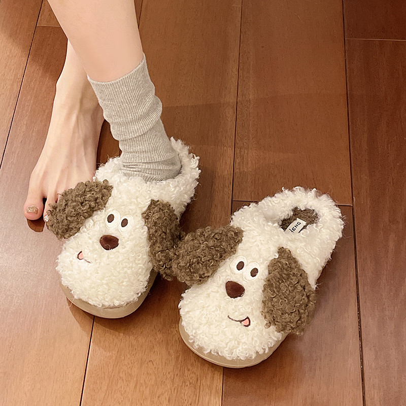 可爱小狗棉拖鞋女2025新款冬季外穿室内居家厚底包头保暖毛绒拖鞋,淘宝优惠券,粉丝福利购,淘宝优惠卷
